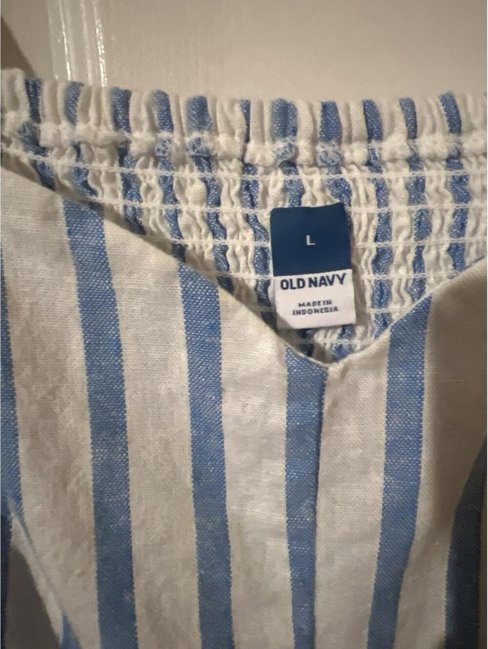 Old Navy Women's Blue and White Striped Midi Dress - Picture 5 of 6